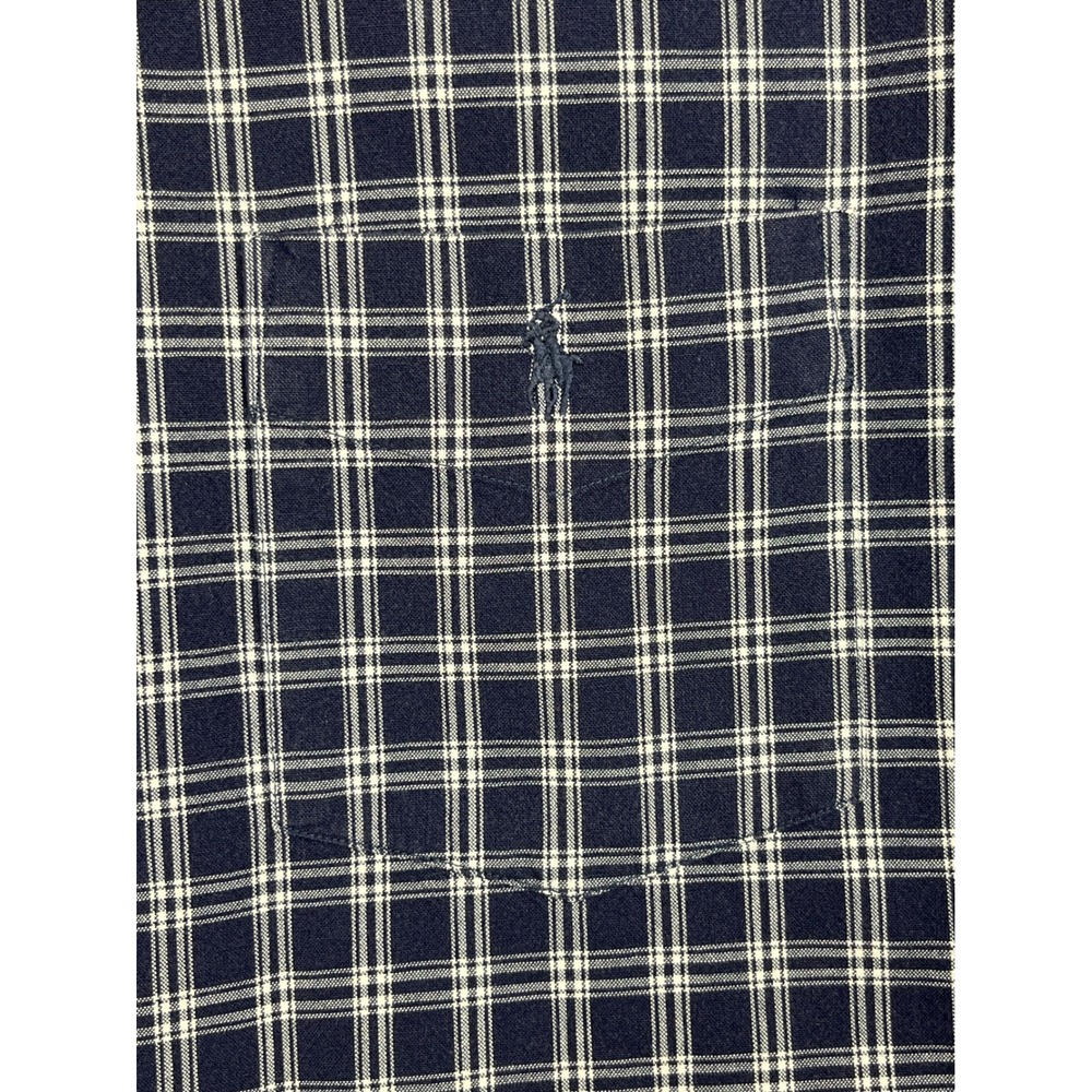 Ralph Lauren EUC Button Down Men's L Navy Plaid McNeel Cotton Long Sleeve - Picture 9 of 11